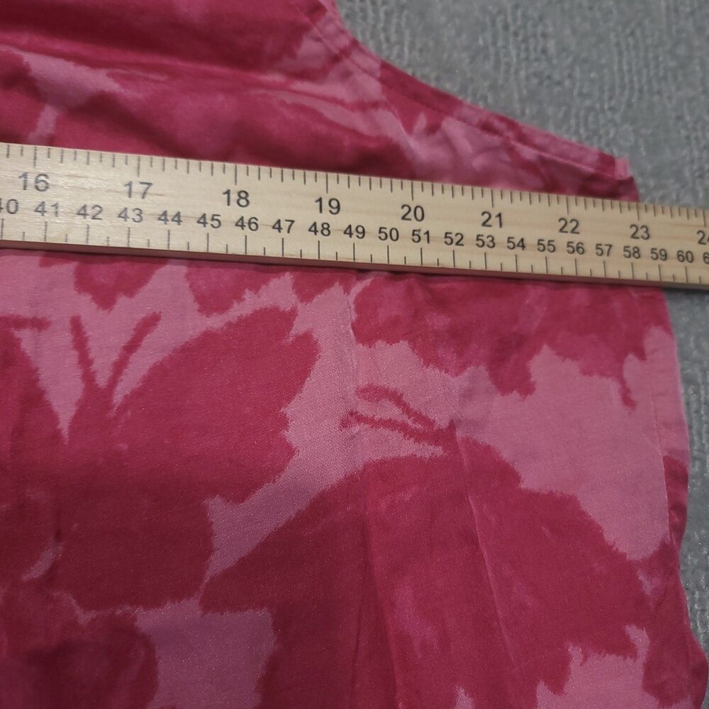 Talbots Pink Butterfly Silk Blend Sleeveless Top Size 18 Pleat Front Scoop Neck - Picture 5 of 8